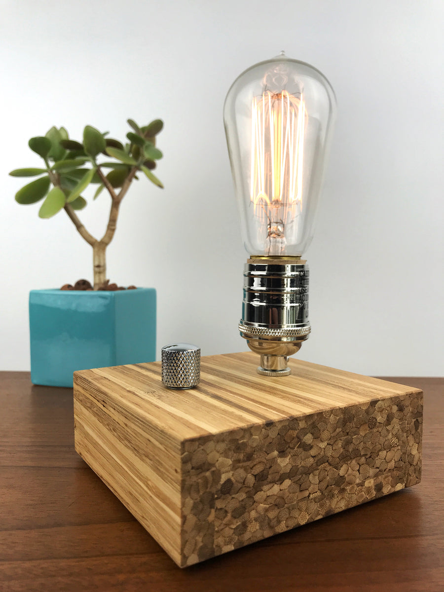 BLOCK - Sustainable Bamboo made from Recycled Chopsticks! Dimmable table & desk lamp and light bulb