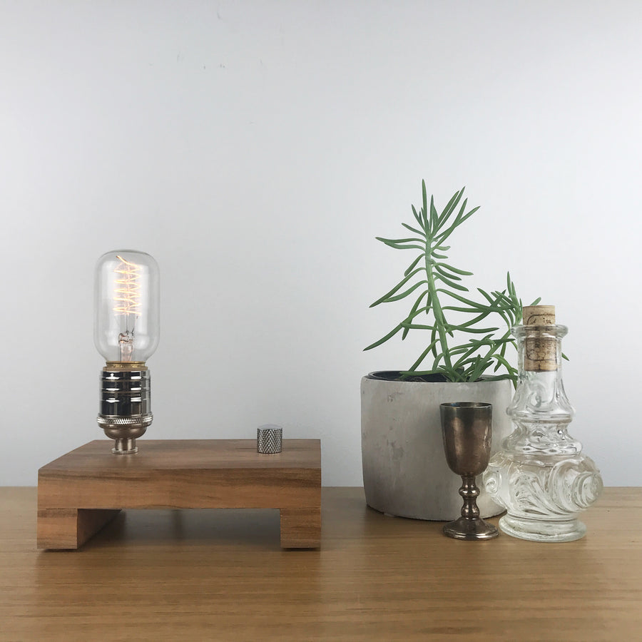 TESLA Single - Maple with NICKLE and Dimmer | dimmable wood table lamp with bulb
