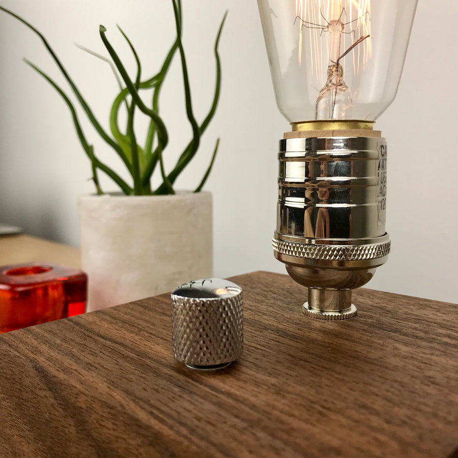 BLOCK - Black Walnut and NICKLE with Dimmer | dimmable wood table and desk lamp with Edison bulb