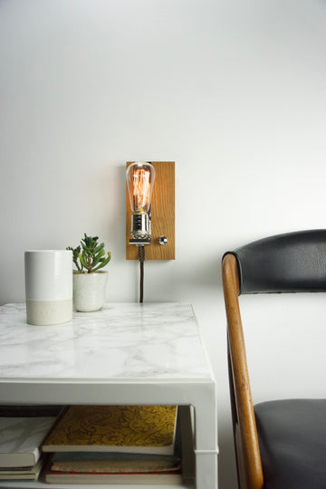 SCONCE - portable plug in wall light | White Oak |